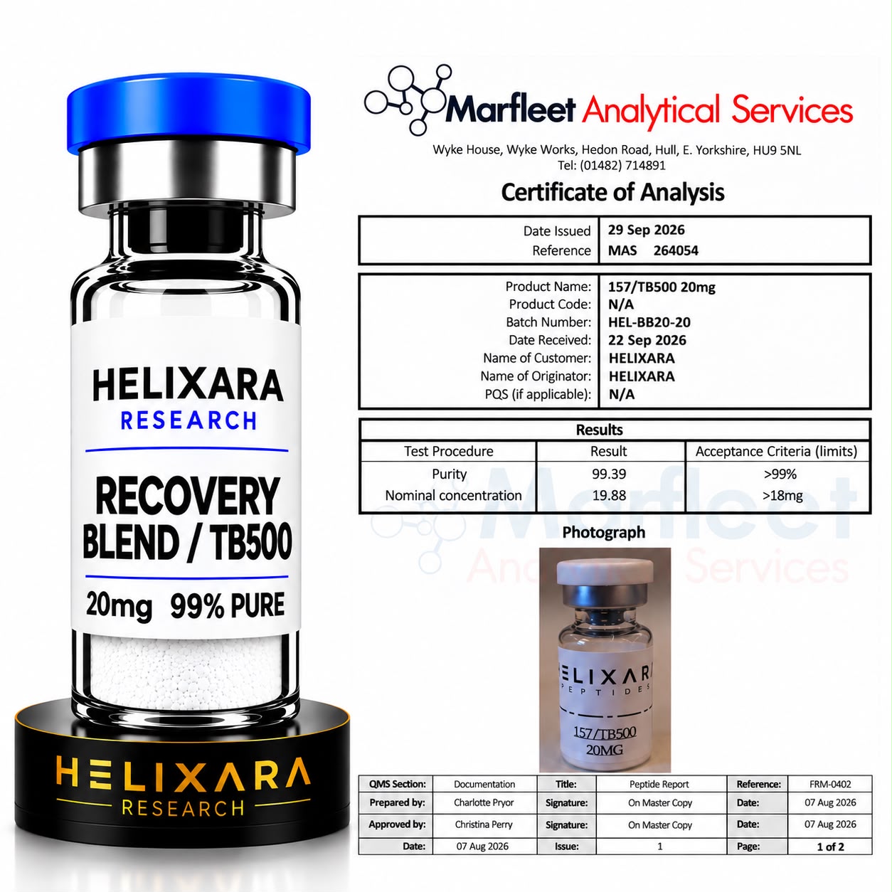 Recovery / TB500 Blend 20mg Research Vial *UK TESTED*